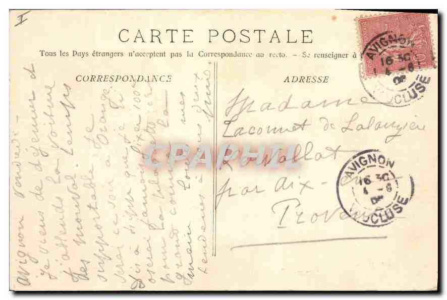 CPA Avignon Palais des Papes vu de l'Ile de la Barthelasse — Verso