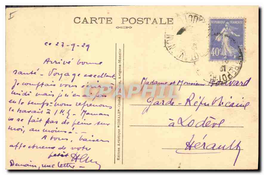 CPA Avignon Le Palais des Papes et Cathedrale N.D. des Doms — Verso