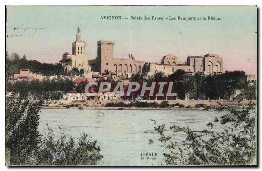 CPA Avignon Palais des Papes Les Remparts et le Rhone