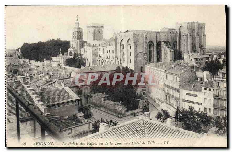 CPA Avignon Le Palais des Papes vu de la Tour de l'Hotel de Ville