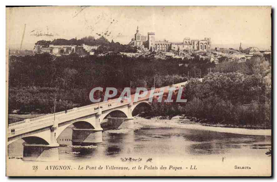 CPA Avignon Le Pont de Villeneuve et le Palais de Papes