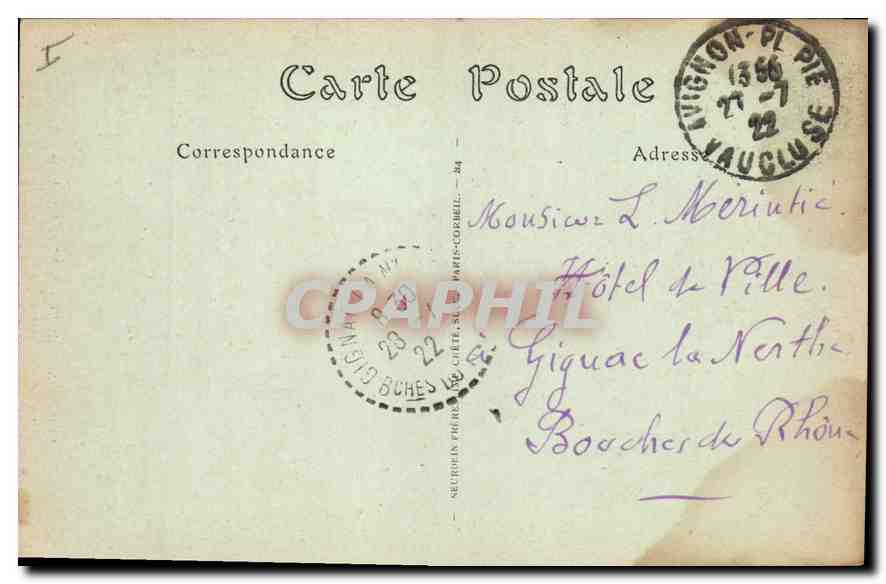 Avignon — Beffroi de l'Hôtel de Ville. Le Jacquemart à l'heure du midi. — Reverso