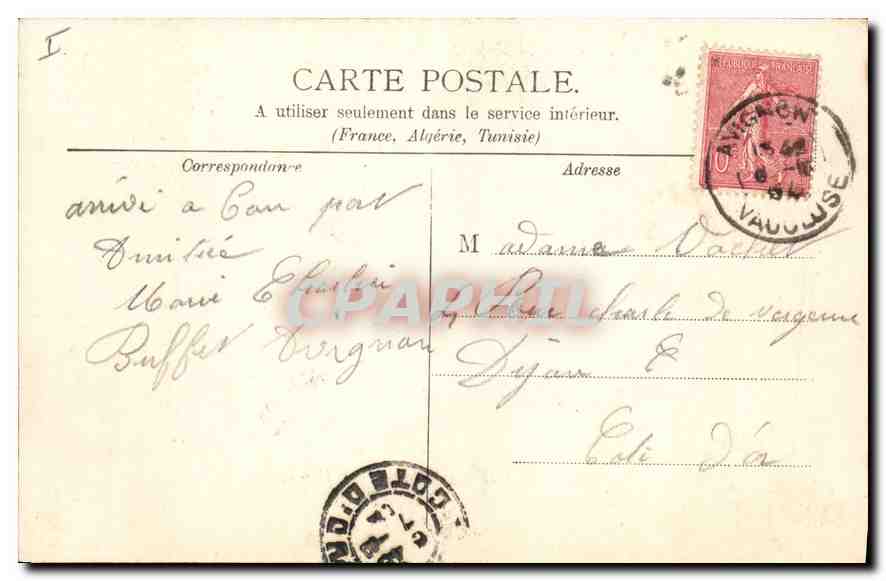 CPA Avignon Palais des Papes — Verso
