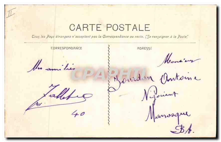 CPA Avignon Vue Generale deu Palais — Verso