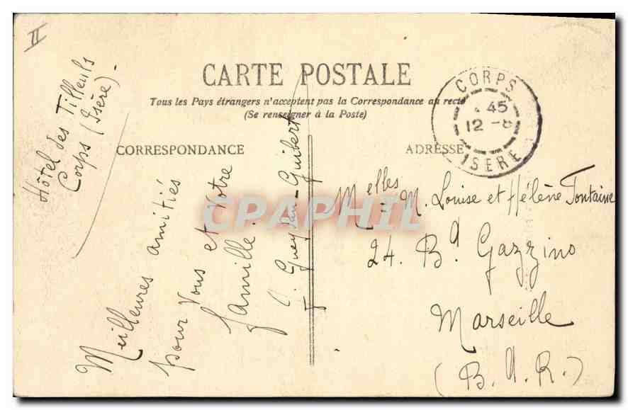 CPA Dauphine Ligne de la Mure — Rückseite