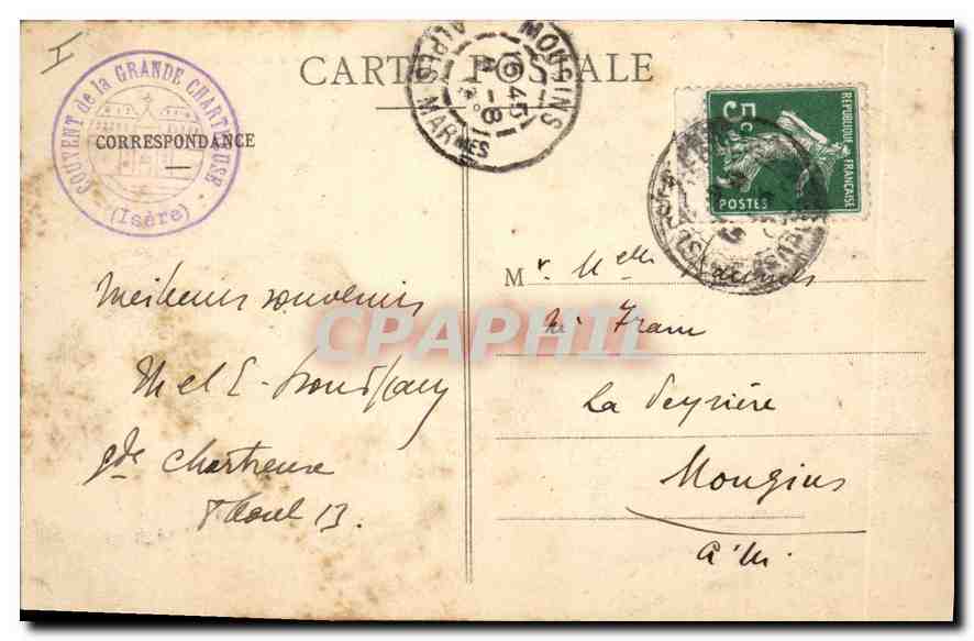 La Grande-Chartreuse - Vue générale du Couvent (hiver) - E. R. — Rückseite