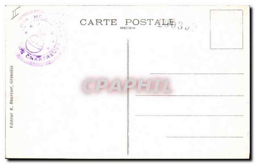 Grande-Chartreuse — Le Vivier aux Poissons et la Glacière — Éditeur M. Bourcier, Grenoble, n° 617 — Verso