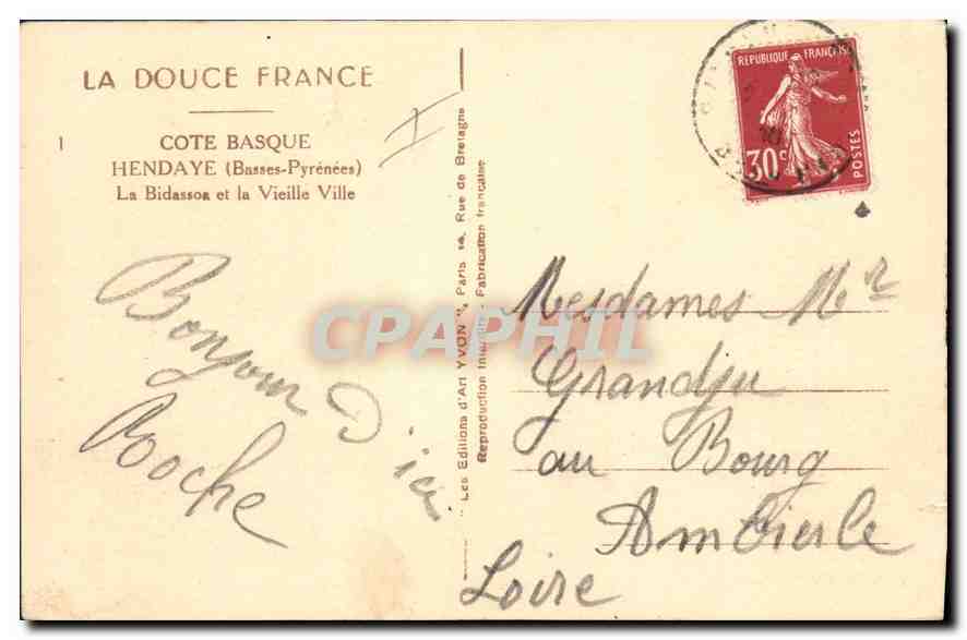 CPA Hendaye La Bidassoa et la Vieille Ville — Rückseite