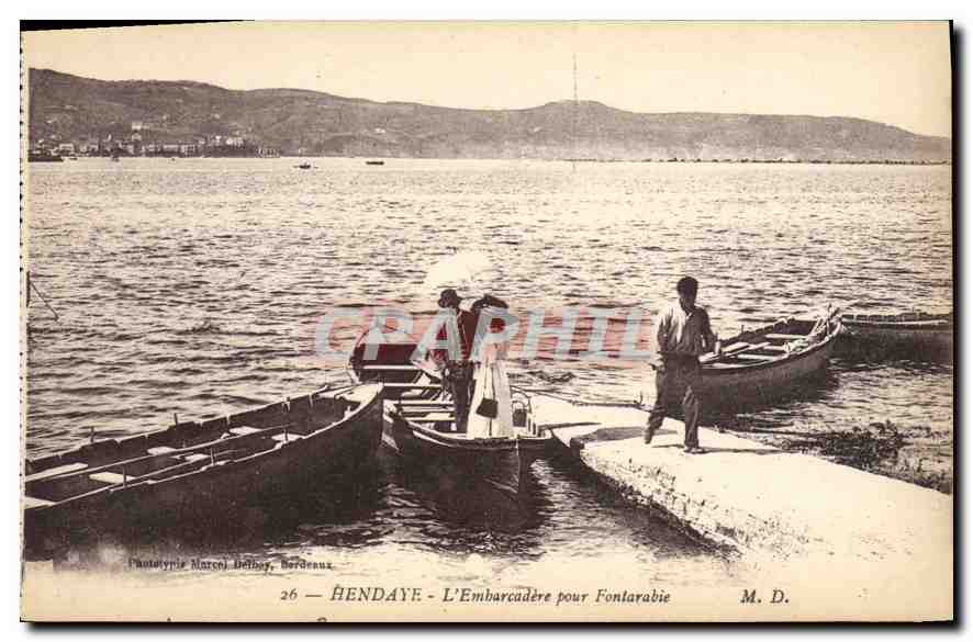 Hendaye - L'Embarcadère pour Fontarabie — Phototypie Marcel Delbey, Bordeaux