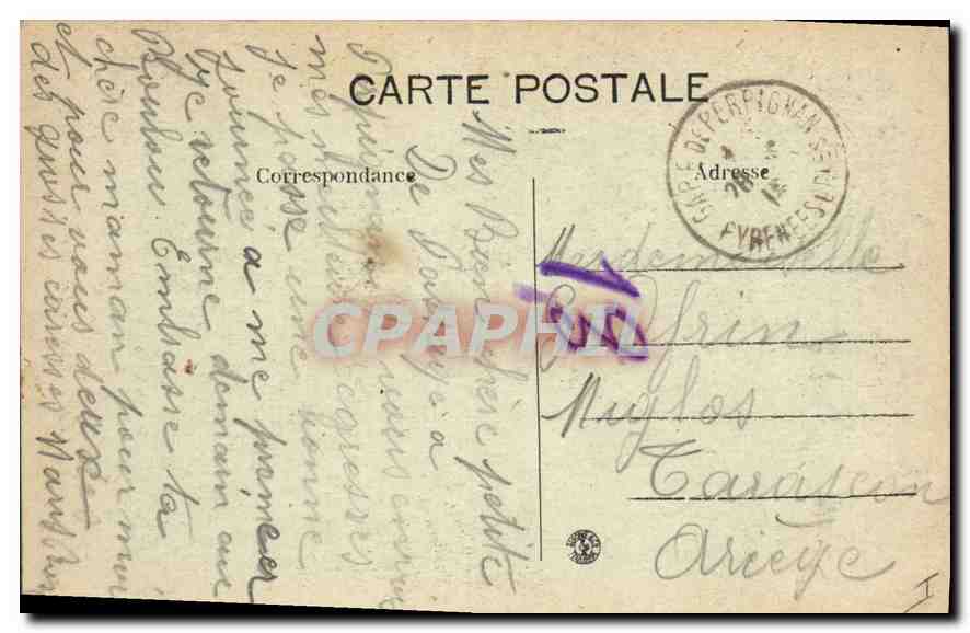 CPA Perpignan Les Platanes — Rückseite