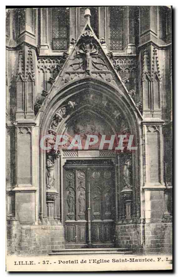 CPA Lille Portail de l'Eglise Saint Maurice