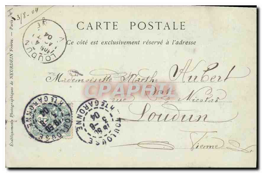 CPA Toulouse L'Hotel de Pierre — Verso