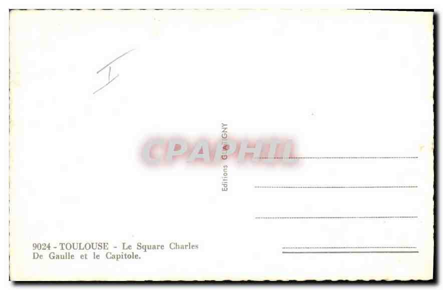 Le Square Charles de Gaulle et le Capitole — Toulouse — Éditions G. Gigny, n° 9024 — Rückseite