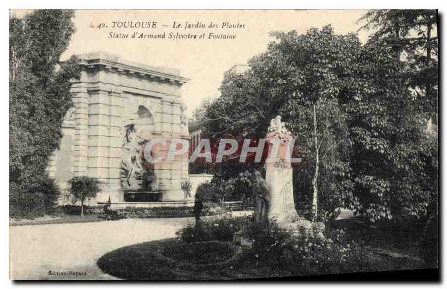 Toulouse — Le Jardin des Plantes — Statue d'Armand Sylvestre et Fontaine
