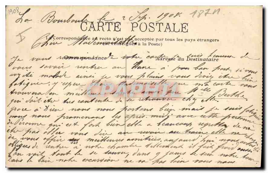 CPA Le Mont Dore Le Sancy Les Cheminees du Diable — Rückseite