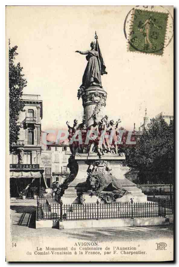 CPA Avignon Le Monument du Centenaire de l'Annexion du Comtat Venaissin a la France Lion