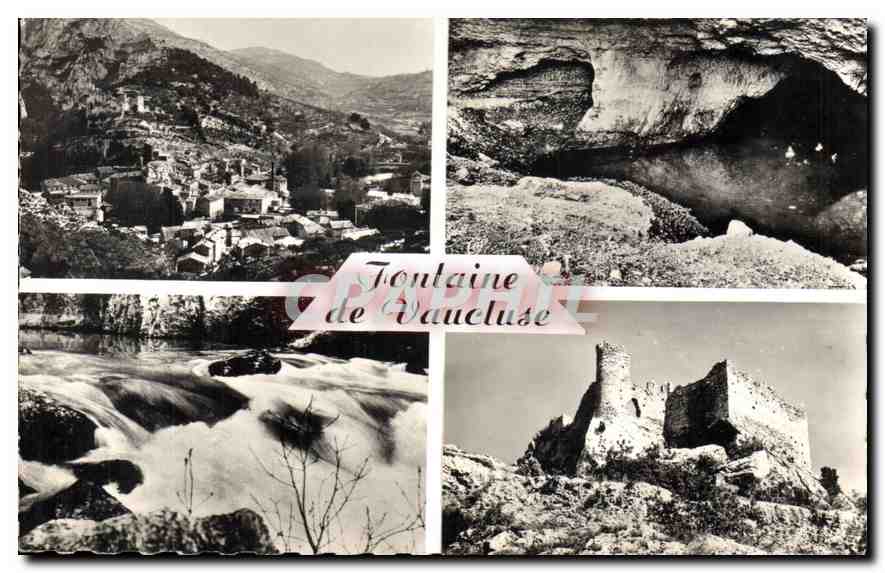CPA Fontaine de Vaucluse Vue generale La Source Les Cascades Chateau de Petrarque
