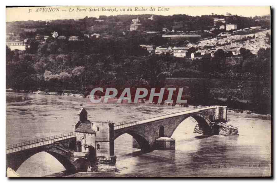CPA Avignon Le Pont Saint Benezet vue du Rocher des Doms