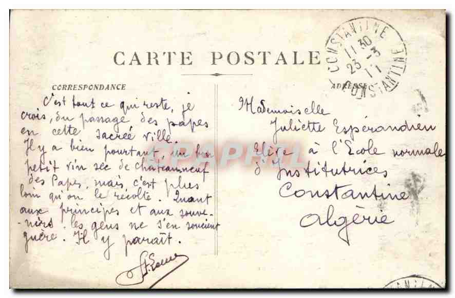 CPA Avignon Les Palais des Papes — Verso