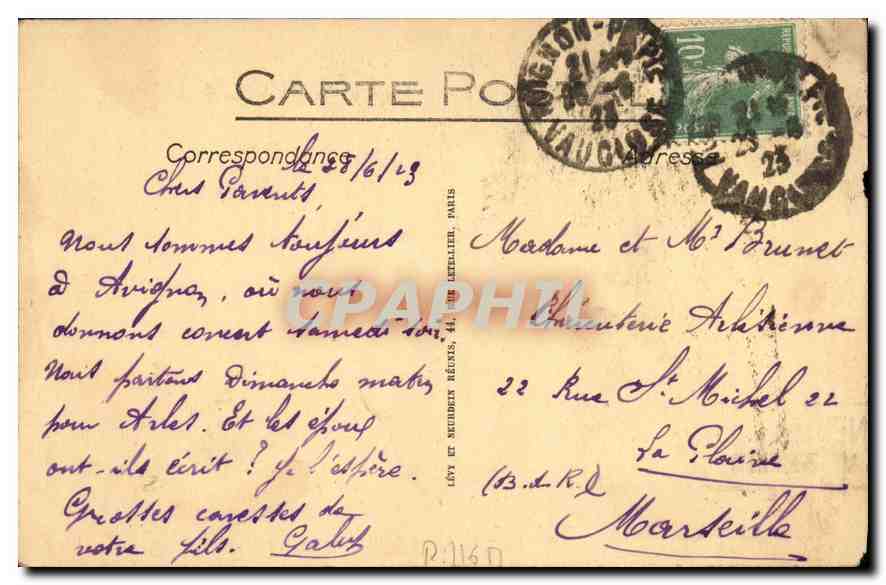 CPA Avignon Le Pont Saint Benezet — Verso