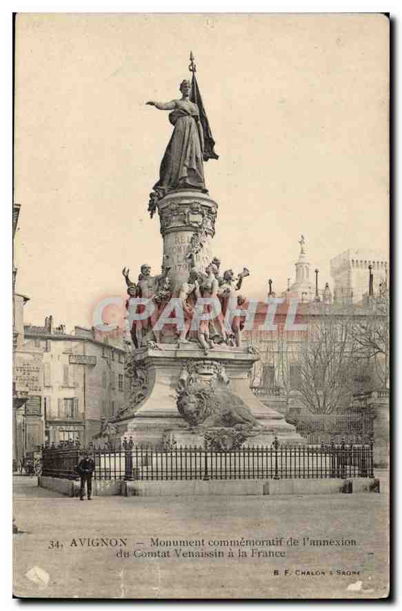 Avignon — Monument commémoratif de l'annexion du Comtat Venaissin à la France — R. F. Chalon & Saône, n°34