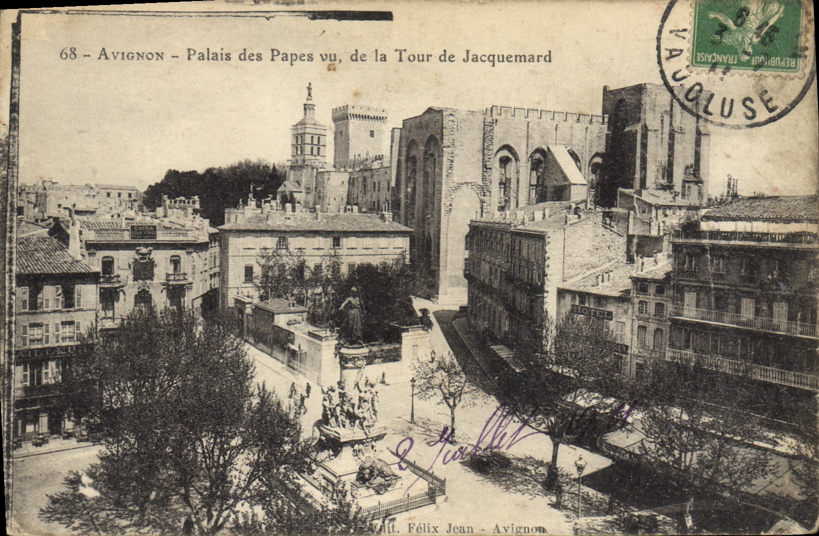 Avignon - Palais des Papes vu de la Tour de Jacquemard — Éditeur Félix Jean, n°68