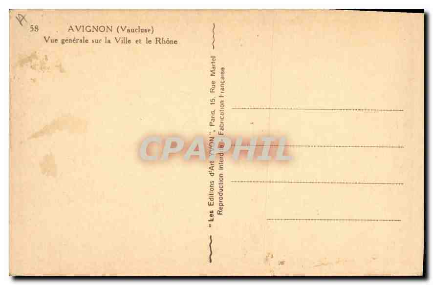 CPA Avignon Vue generale sur la Ville et le Rhone — Rückseite