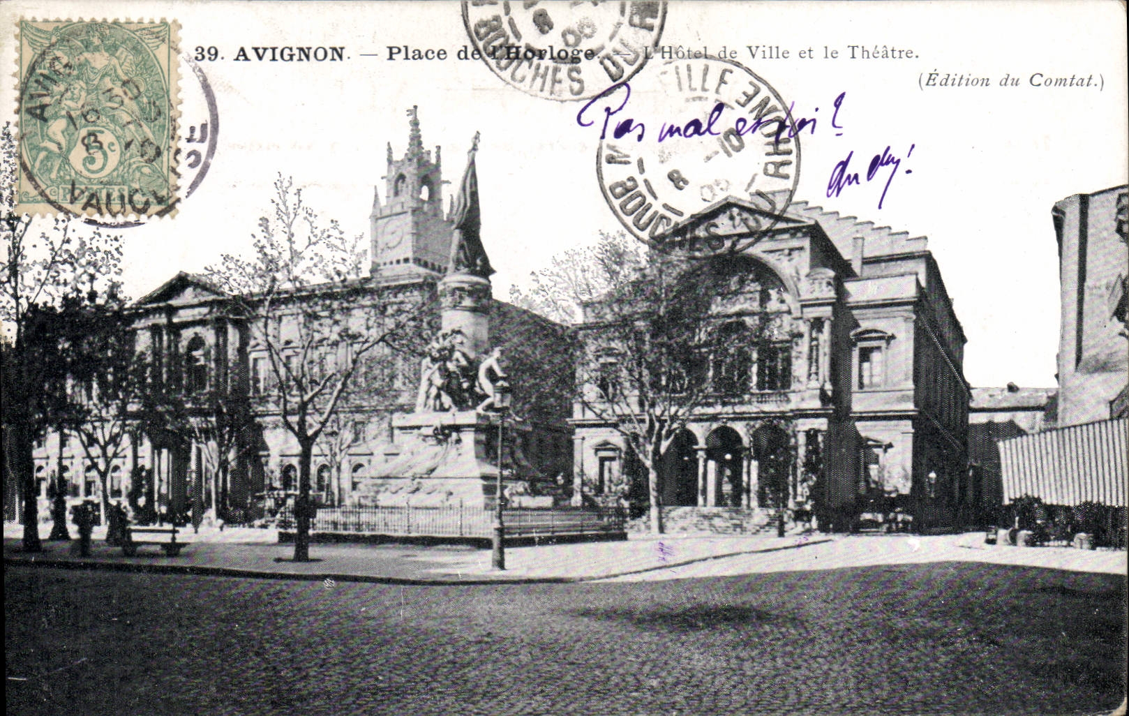 CPA Avignon Place de l'Horloge L'Hotel de Ville et le Theatre