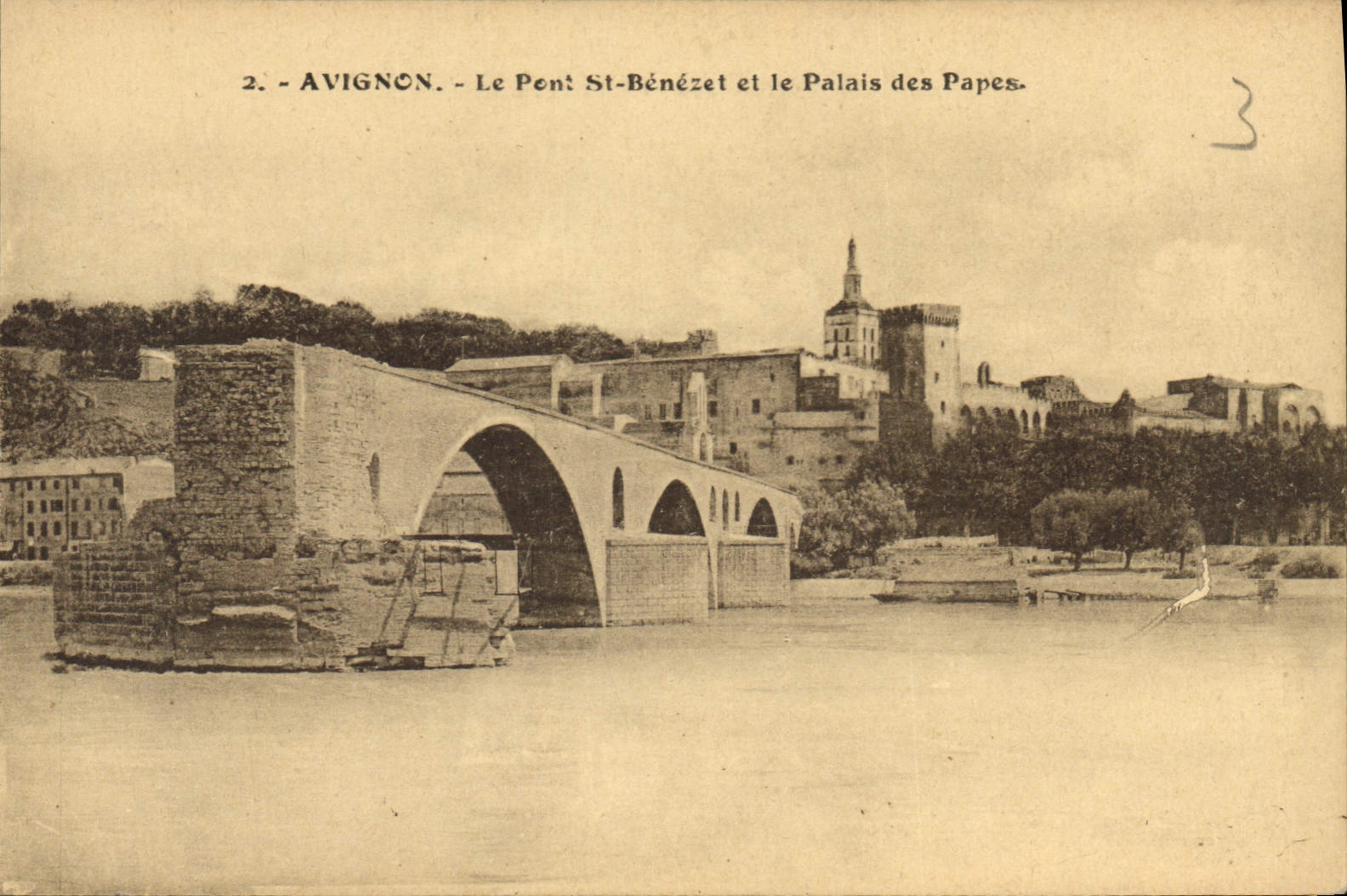 CPA Avignon Le Pont St Benezet et le Palais des Papes