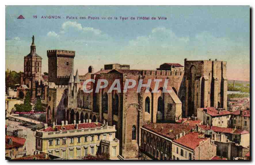 CPA Avignon Palais des Papes vu de la Tour de l'Hotel de Ville