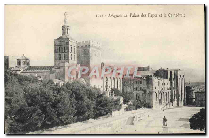 CPA Avignon Les Palais des Papes et la Cathedrale