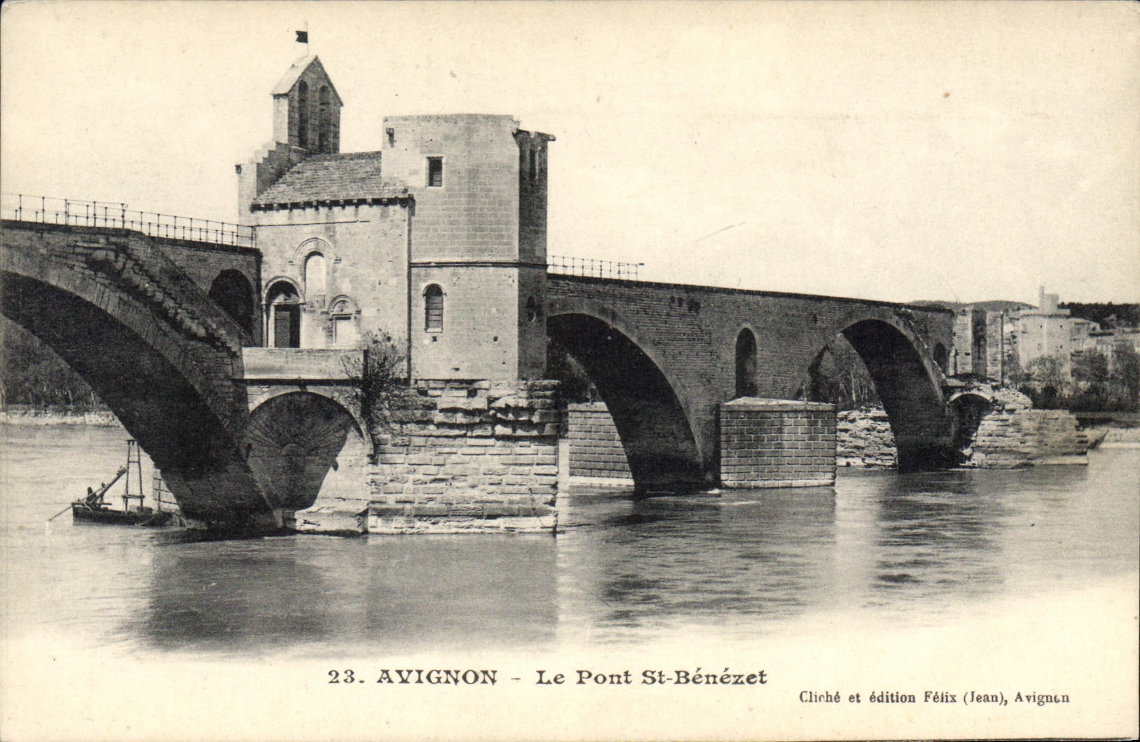 Avignon - Le Pont St-Bénézet — vue du pont et de la tour — cliché et édition Félix (Jean), Avignon, n°23