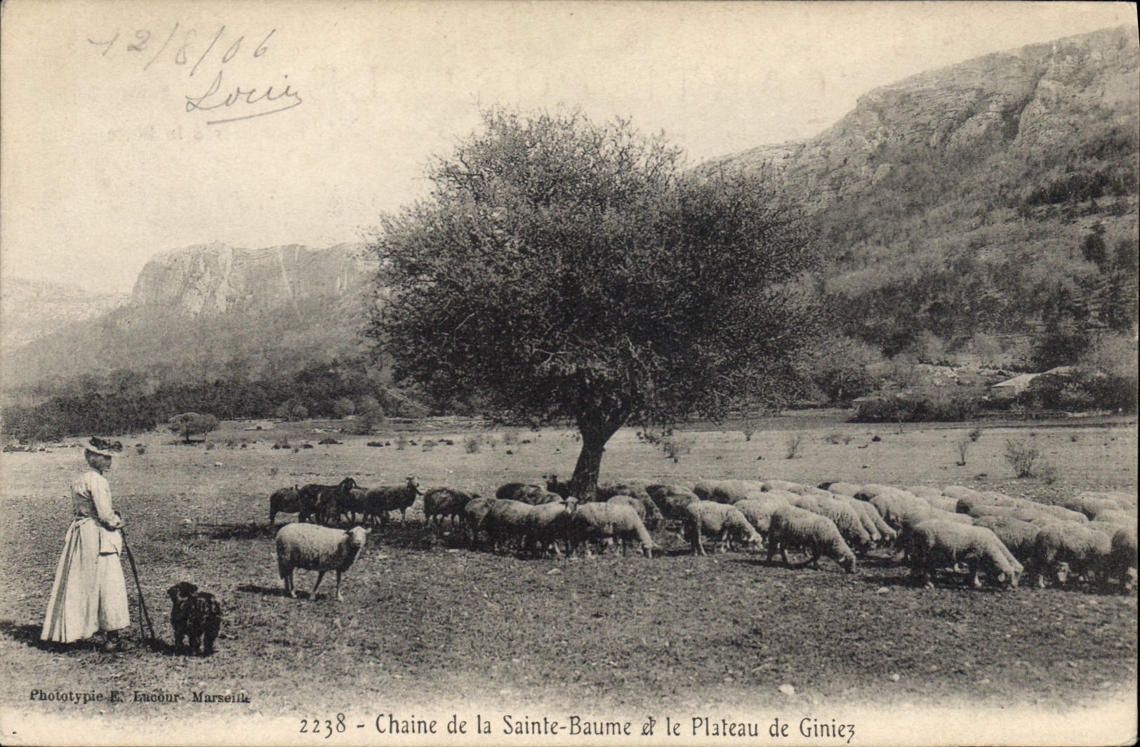 Chaine de la Sainte-Baume & le Plateau de Giniez — Phototypie E. Encoeur, Marseille, n°2238