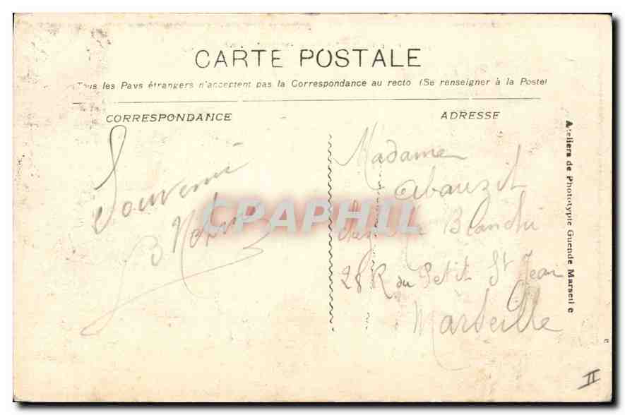 La Sainte-Beaume — Entrée de la Grotte — éditeur : A.-l'Atelier de Phototypie Gucule Marcel — Verso