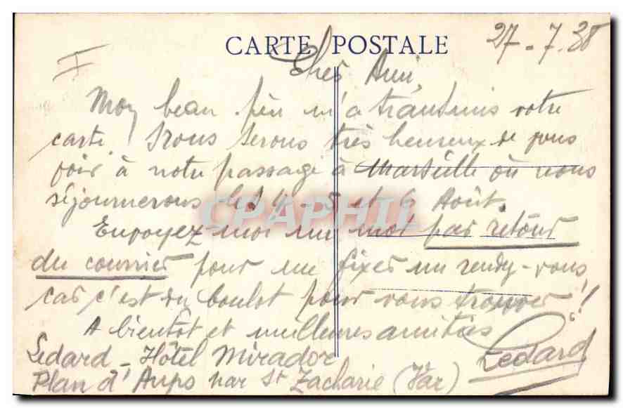 CPA Sainte Baume L'Hotellerie — Verso