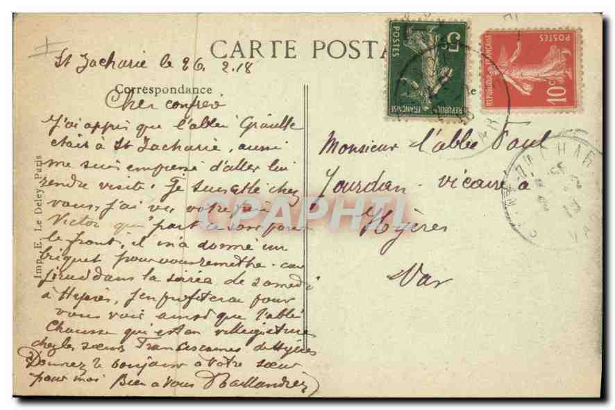 Panorama pris de la route de LA SAINTE-BAUME — Éditeur E. Le Dales, Paris — Verso