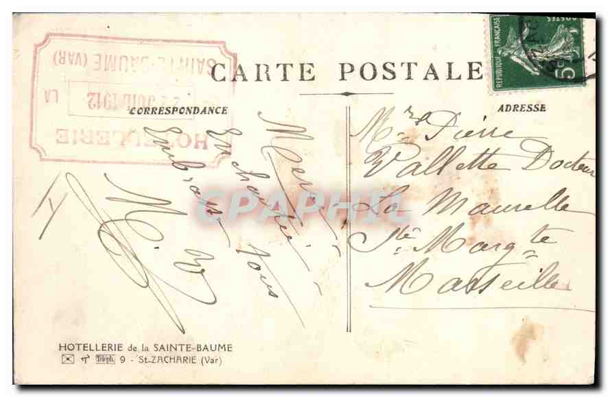 CPA La Sainte Baume Chapelle de Pharisiens de 1660 — Verso