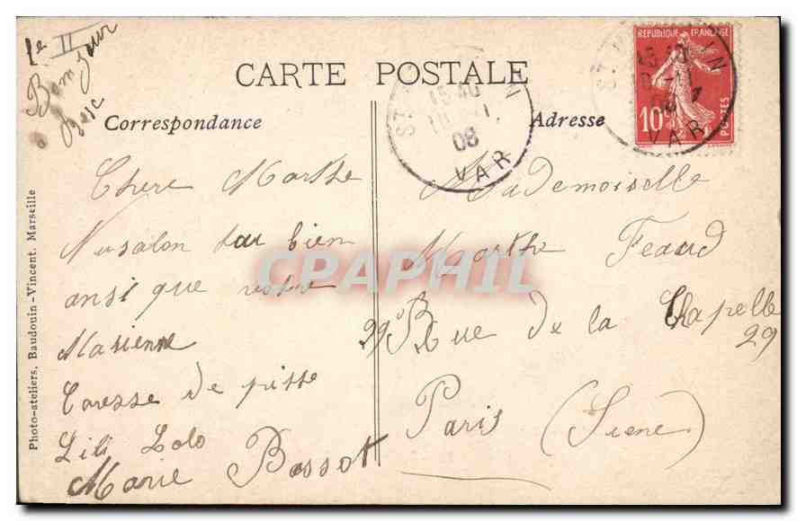 CPA La Sainte Baume L'Hotellerie — Rückseite