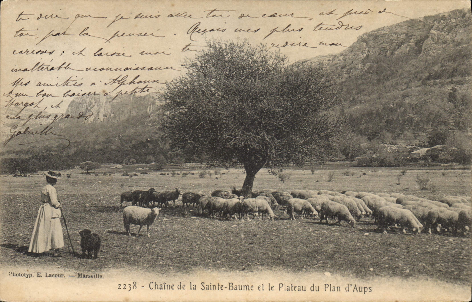 Chaîne de la Sainte-Baume et le Plateau du Plan d'Aups — Phototyp. E. Lacour — n° 2238