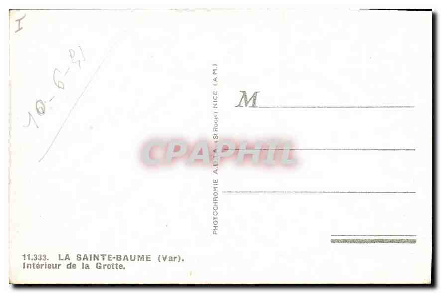 CPA La Sainte Baume Interieur de la Grotte — Verso