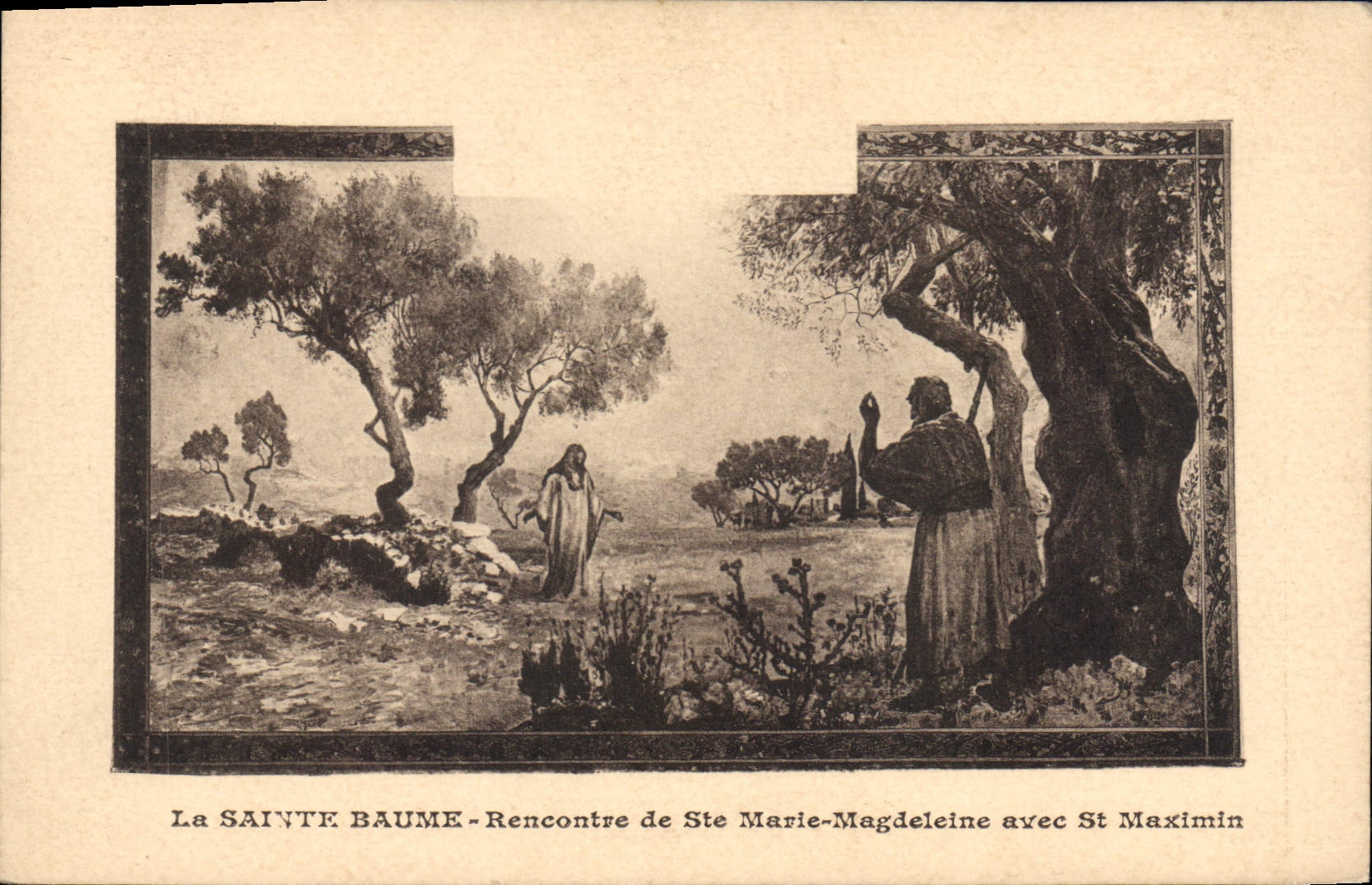 CPA La Sainte Baume Rencontre de Ste Marie Magdeleine avec St Maximin