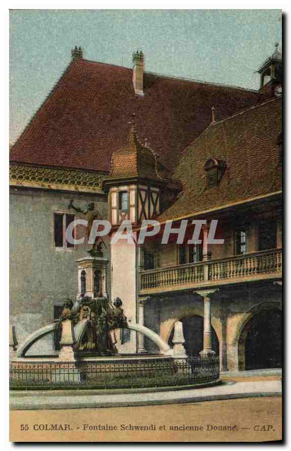 CPA Colmar Fontaine Schwendi et ancienne Douane