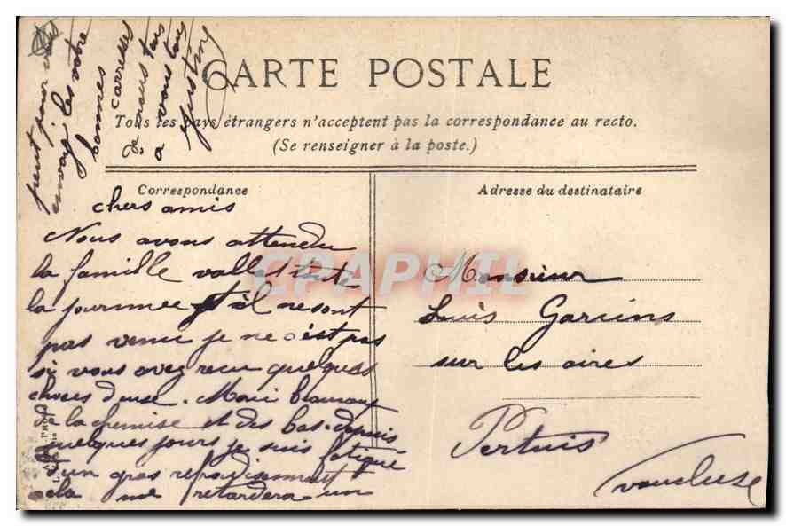 CPA Marseille La Porte d'Aix — Verso