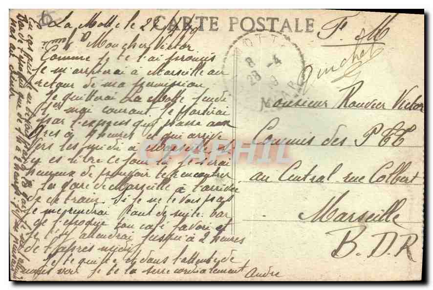 CPA Marseille Porte d'Aix P B  — Verso