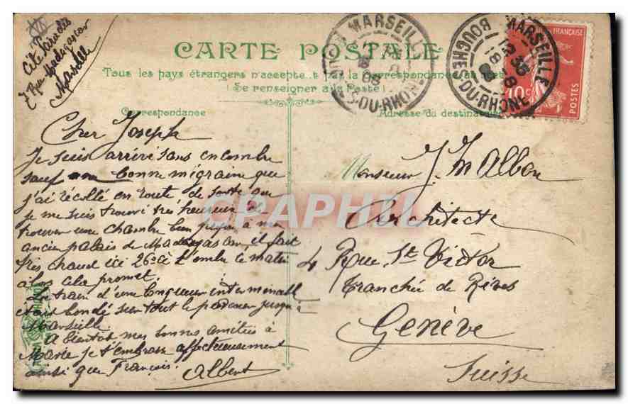 CPA Marseille La Porte d'Aix  — Verso