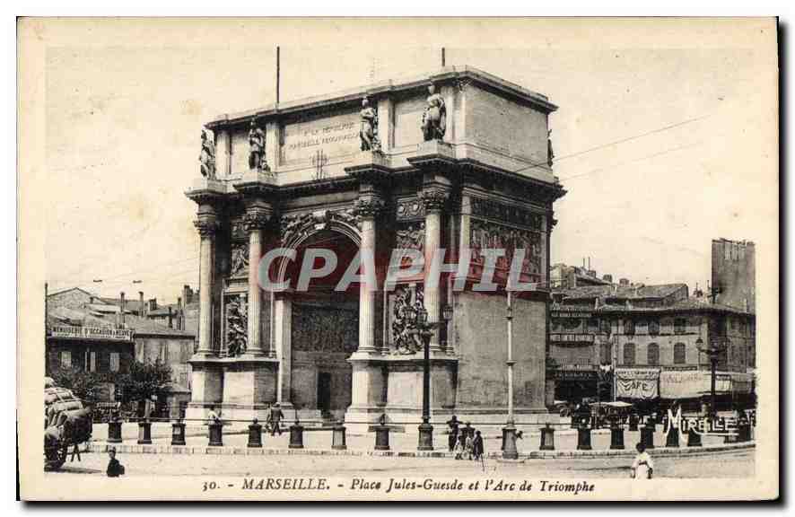 CPA Marseille Place Jules Guesde et l'Arc de Triomphe 
