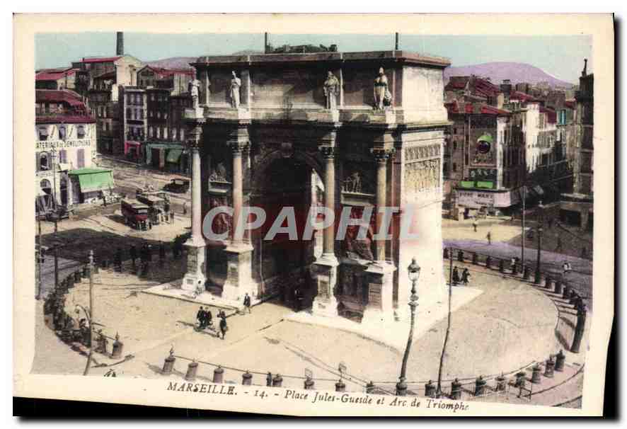 CPA Marseille Place Jules Guesde et Arc d'Triomphe 