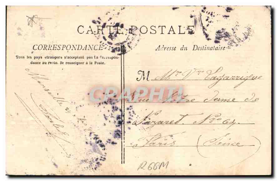 CPA Marseille La Porte d'Aix  — Verso