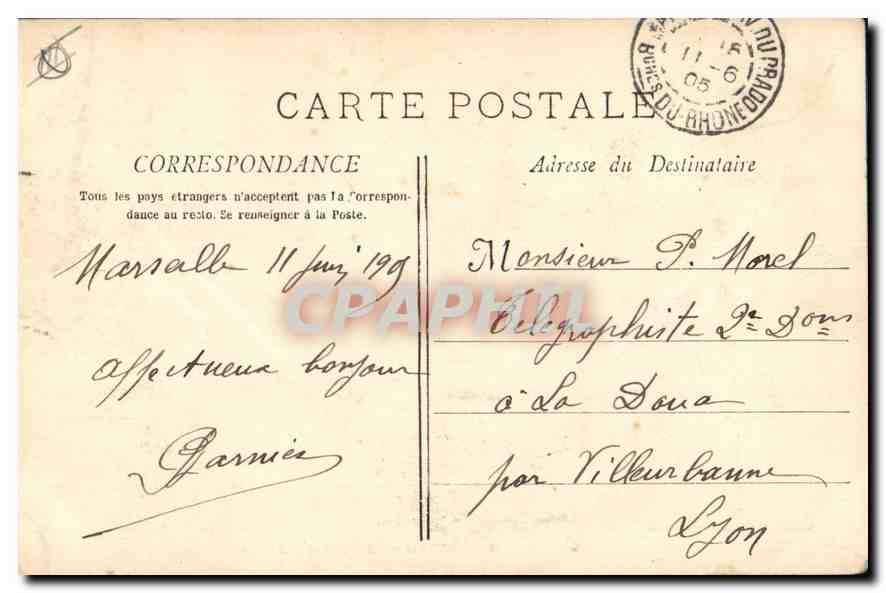 CPA Marseille La Porte d'Aix  — Verso