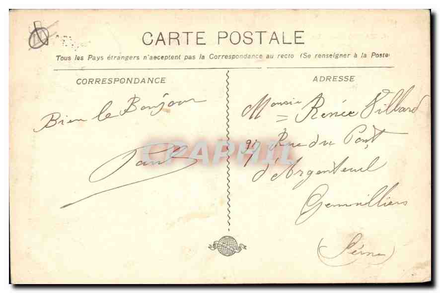 CPA Marseille La Porte d'Aix  — Verso
